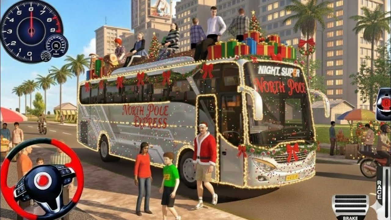 Christmas usa bus driving - us passenger bus coach driver - android mobile game play 