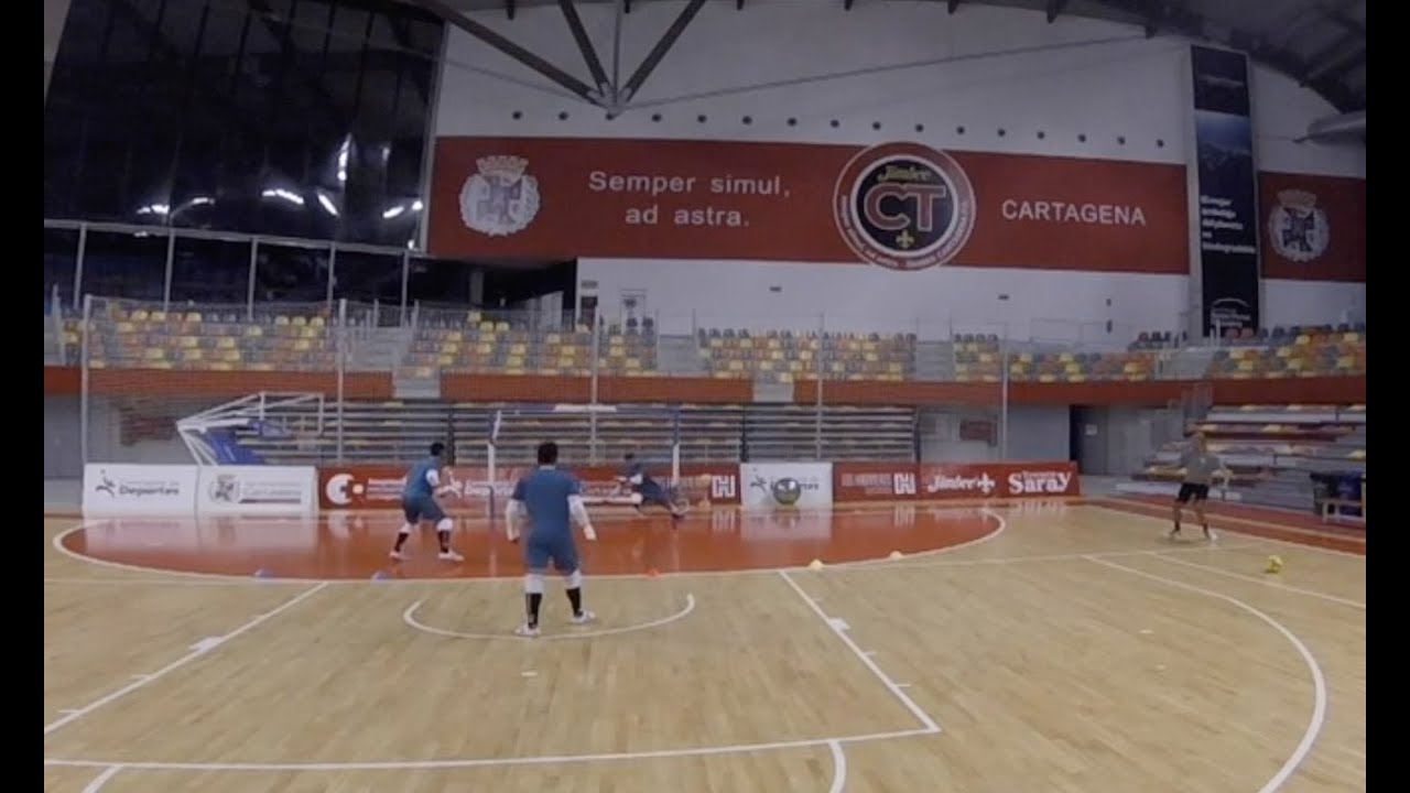 Entrenamiento visión periférica. Porteros del Jimbee Cartagena Fútbol sala. Futsal Goalkeepers