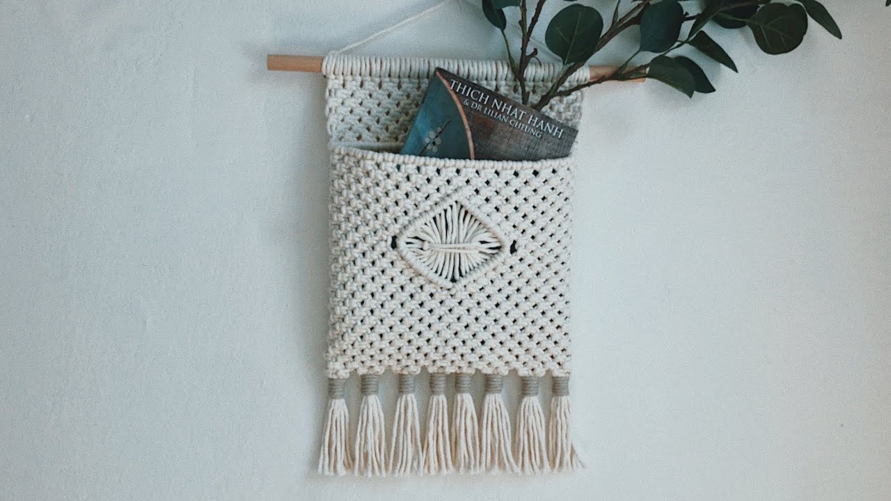 DIY macrame magazine pocket tutorial || Mail holder / organizer wall hanging || Boho wall decor