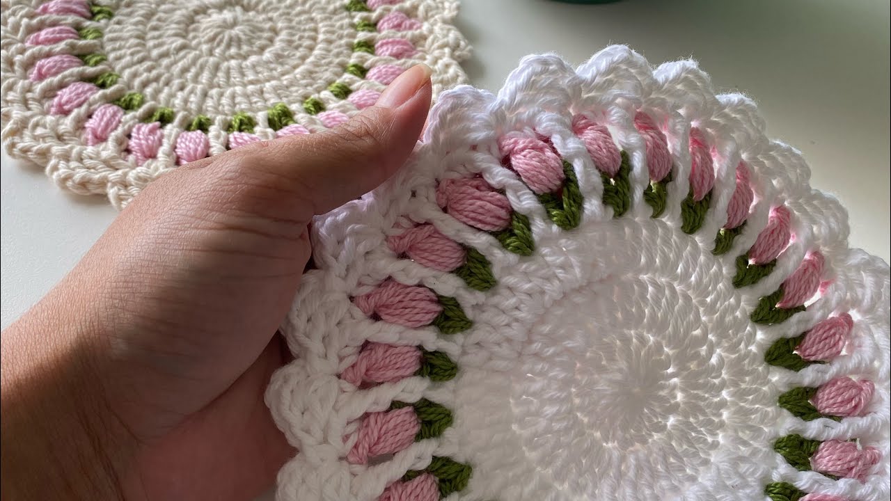 Porta copos de crochê Tulipinhas da Nic | 🌷