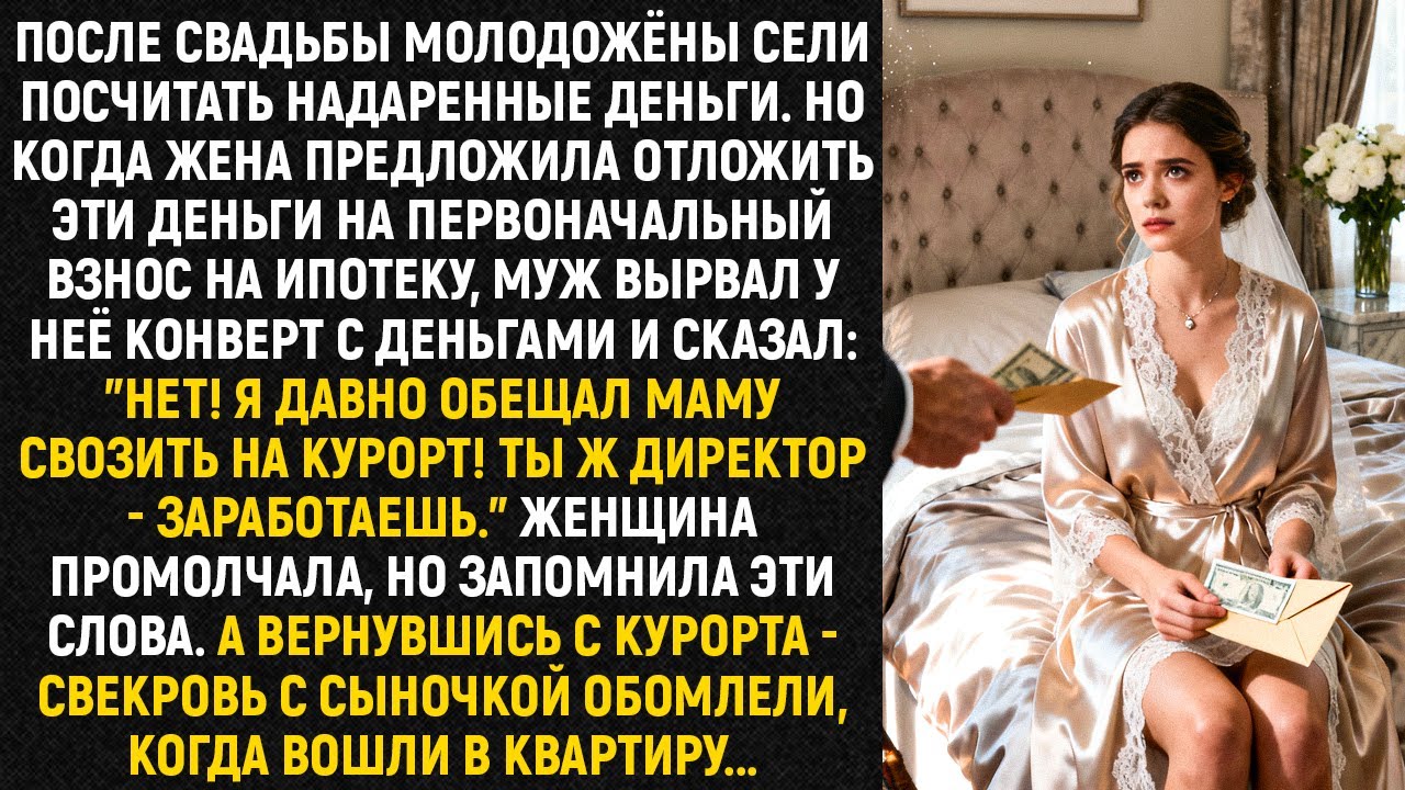 После свадьбы молодожёны сели посчитать надаренные деньги. Но когда жена предложила отложить...