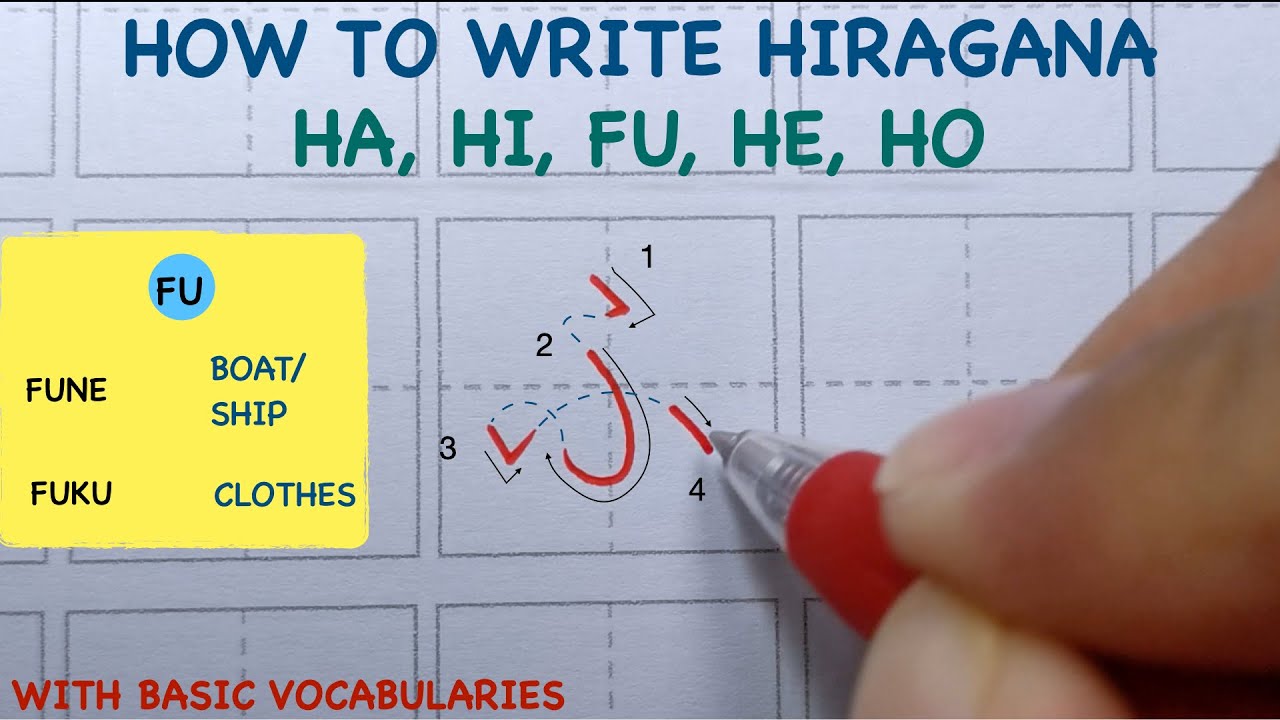 How to write Hiragana | Japanese Alphabet |Ha Hi Fu He Ho |Correct stroking