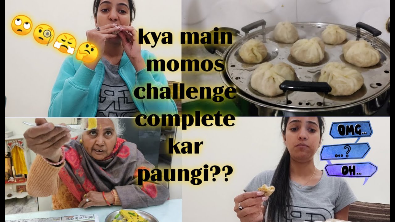 1 DAY HOT AND SPICY MOMO EATING CHALLENGE/{Nani ke fav dhokle} Ishasharmaa||#Spicymomo#momochallenge