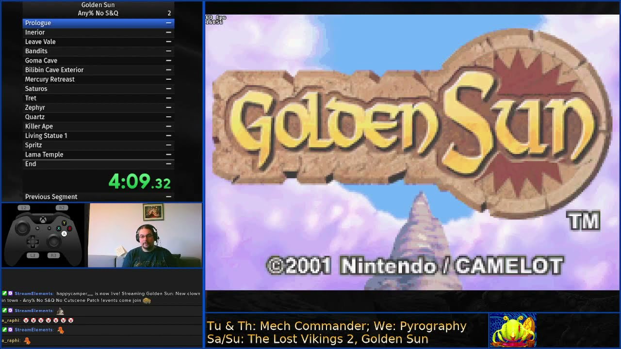 Golden Sun speedrun - any% No S&Q (no cutscene patch) - 3:17:06