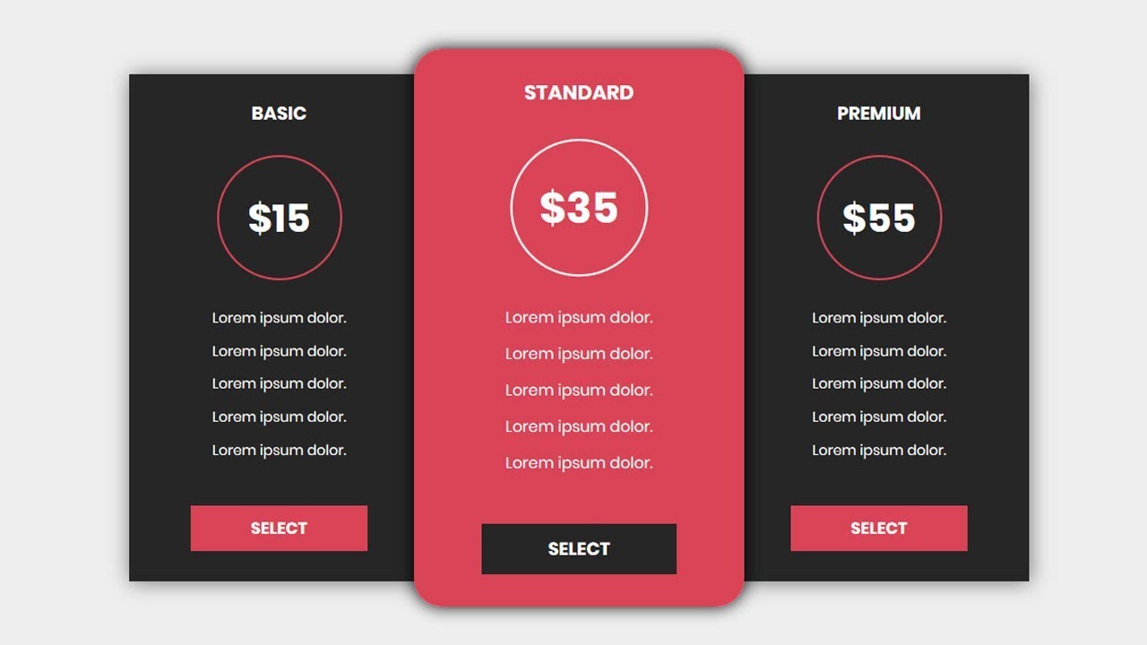 How to design a pricing table with html and css