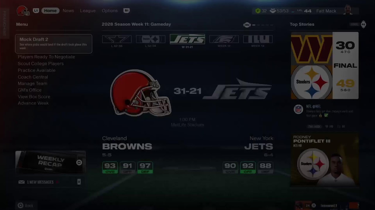 Madden 26 league Vs Jets (OTSS)