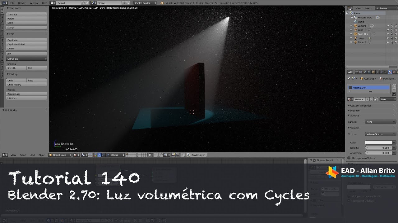 Tutorial 140 - Blender 2.70: Luz volumétrica com Cycles