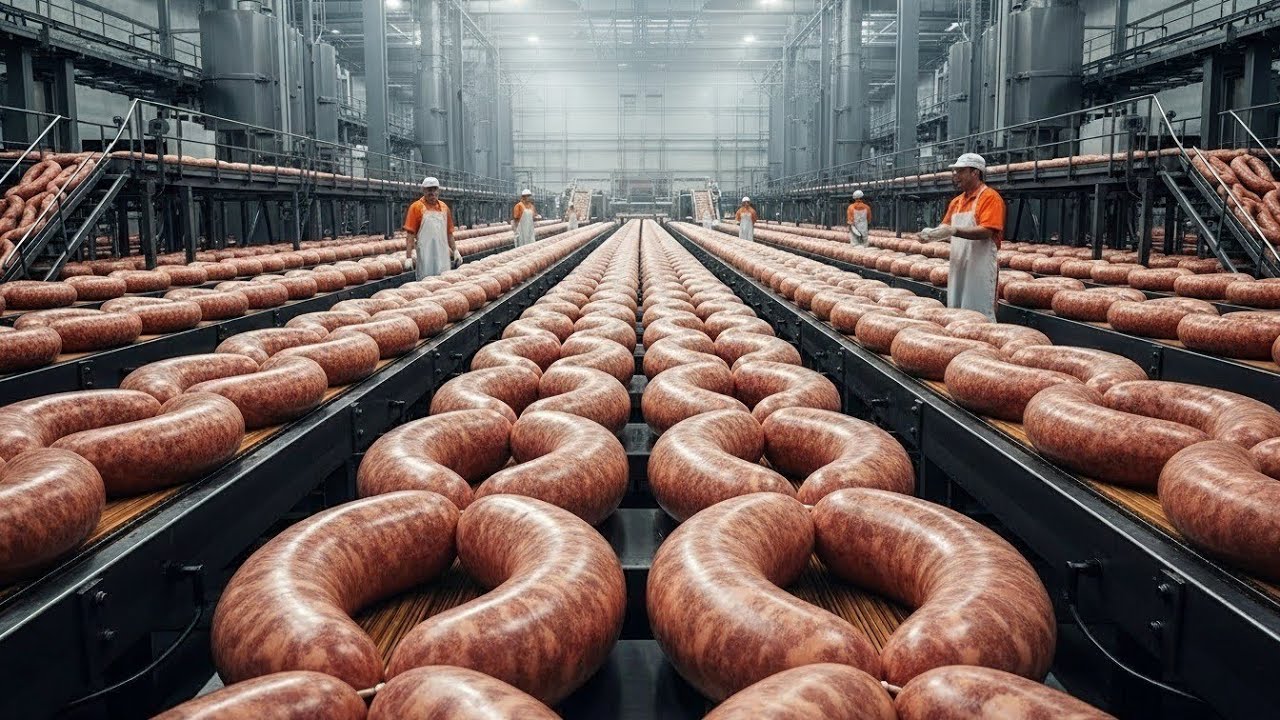 Внутри высокоскоростной колбасной фабрики | От сырого мяса до идеально упакованных колбасок