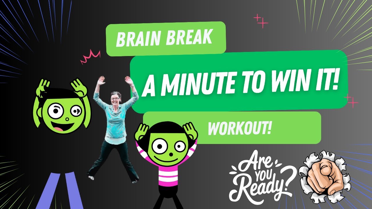 EXERCISE BRAIN BREAK WORKOUT - KIDS WORKOUT - Minute to Win It! 