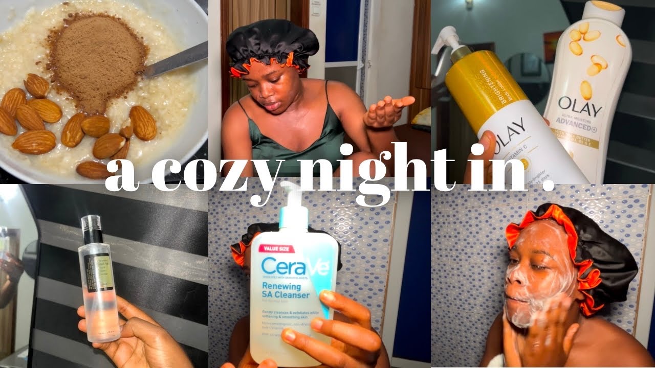 a cozy night in | shower & skincare routine + cooking + self care tips