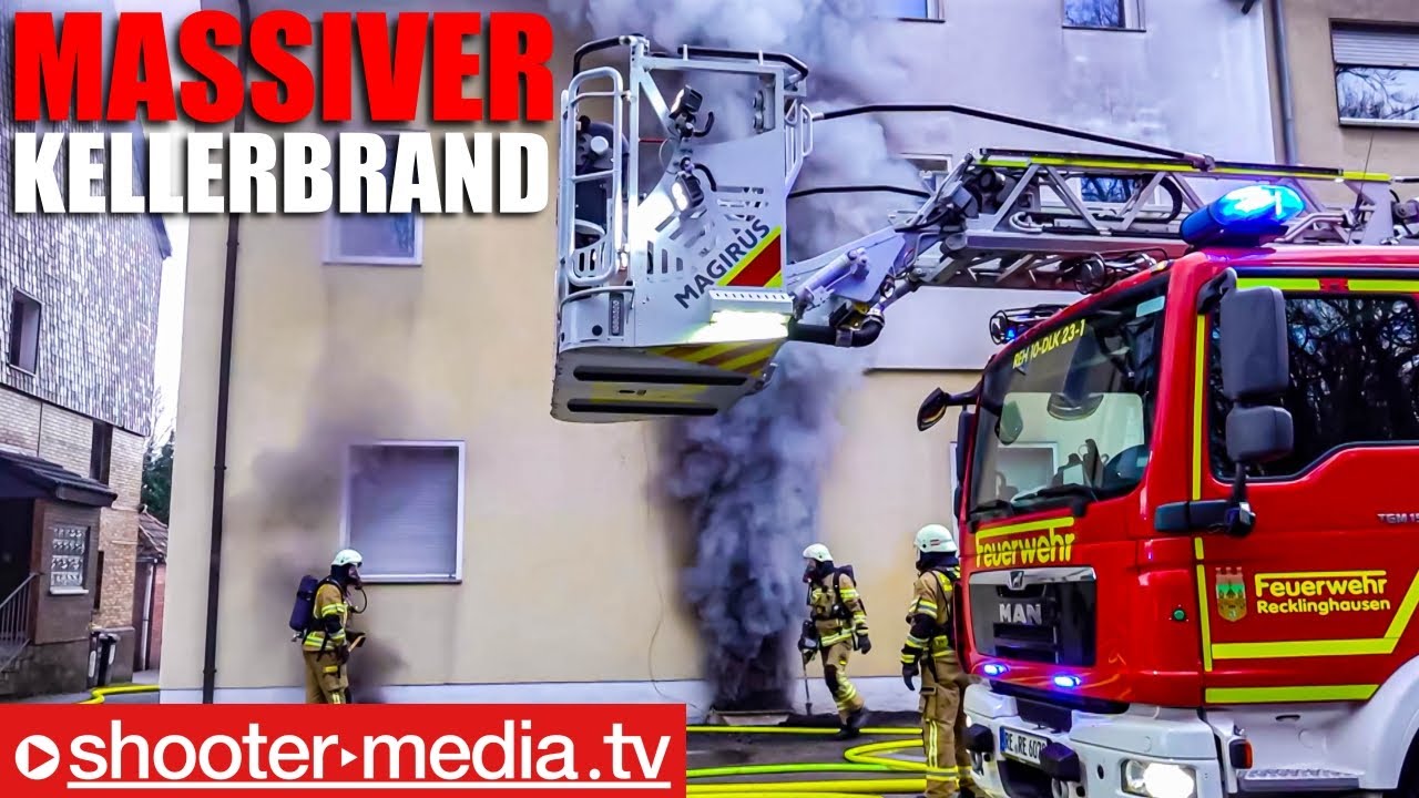 🔥  Massiver Kellerbrand  🔥 | 🚒  Schwarze Rauchsäule aus Gebäude  🚒 | Hunde gerettet