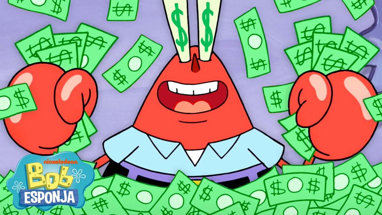Bob Esponja | Seu Sirigueijo SE ESBALDANDO com Dinheiro por 60 Minutos Seguidos 💸 | Português