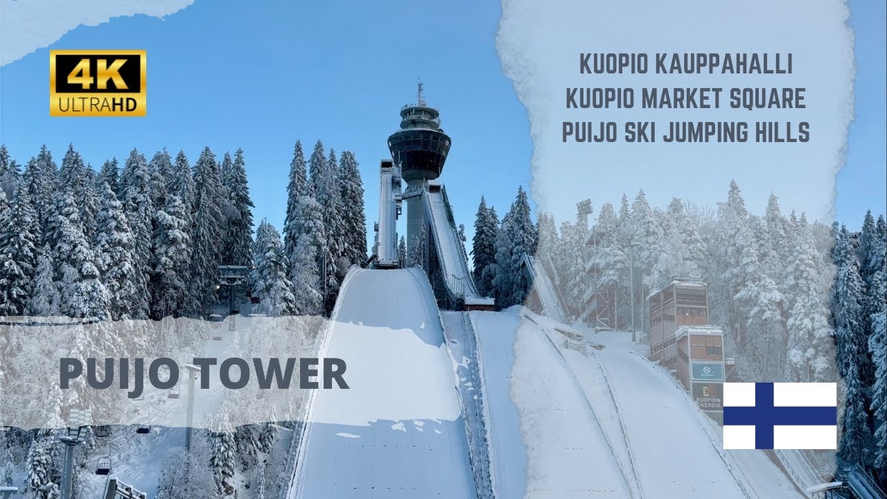 KUOPIO (PUIJO) TOWER, KUOPIO MARKET HALL (KAUPPAHALLI), PUIJO SKI JUMPING HILLS (2024) (4K)