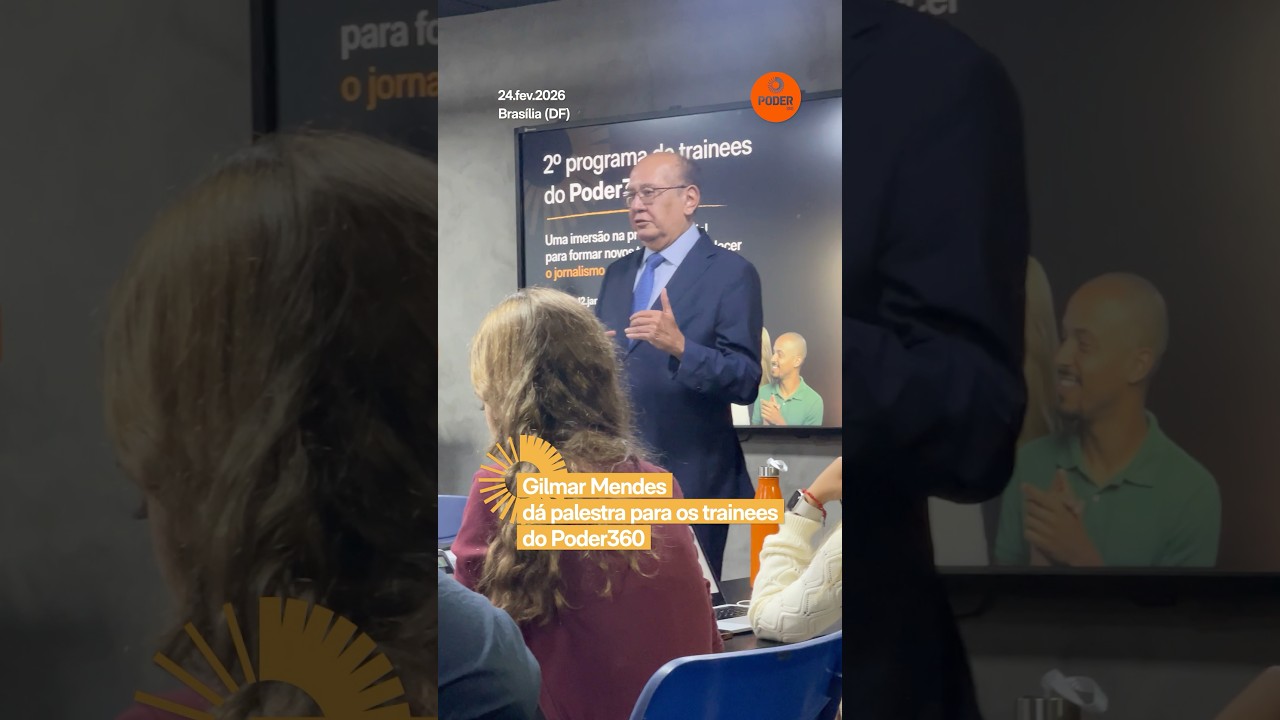 ✏ Gilmar Mendes d&aacute; palestra para os trainees do Poder360