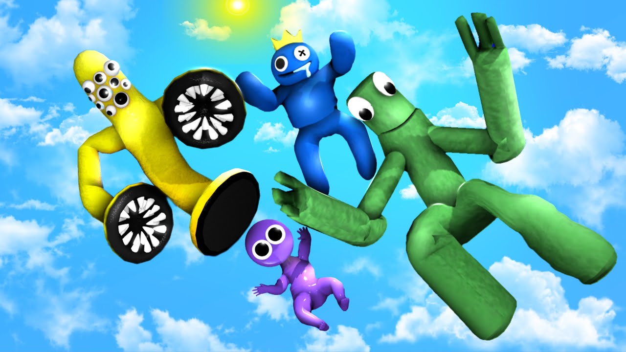 GMOD • Rainbow Friends Impressive Ragdolls • part 4 (Jumps, Ramps)