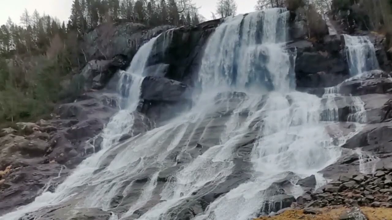 Relaxing Waterfall White noise Furebergsfossen Waterfall #sleep #water #whitenoise  10Hr @Fossefall