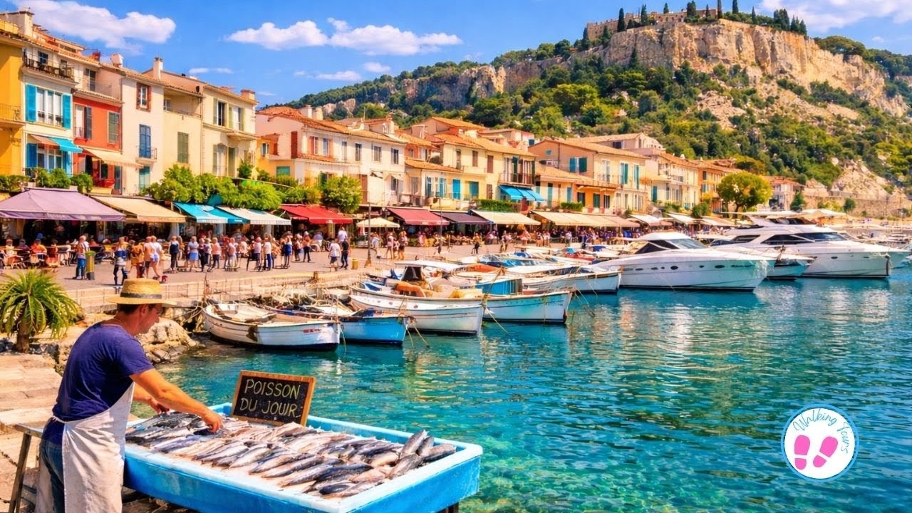CASSIS France Walking Tour in 4K | Scenic Street Walk with Ambient Sound