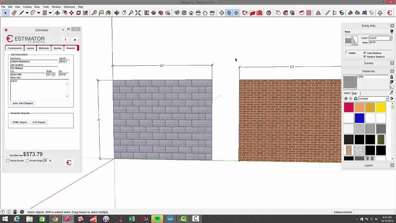 Masonry Take-offs and Estimates using Estimator for SketchUp