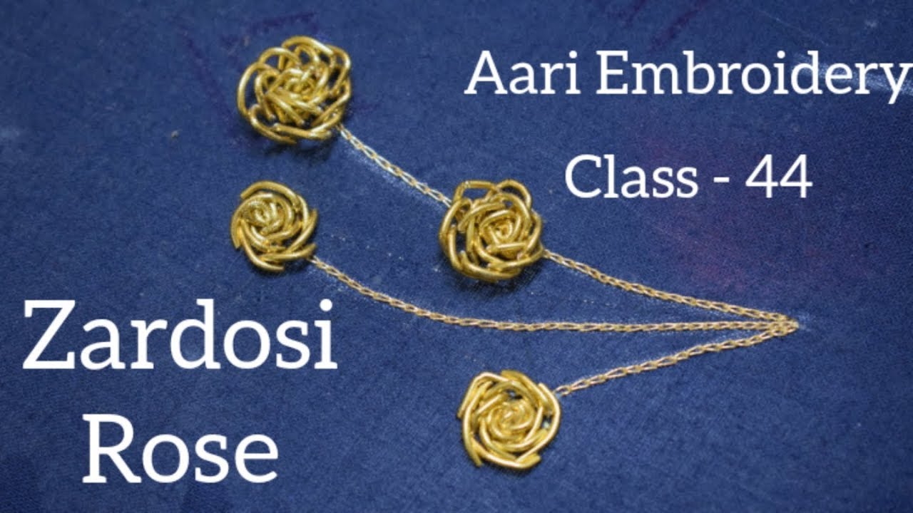 Aari Embroidery - Class 44 || Zardosi Rose Flower || Tutorial in Tamil