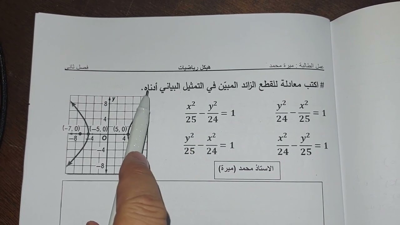 اسئلة مكثفة رياضيات 11 متقدم على نمط الاسئلة الوزارية...ف2..  أ.محمد ميرة