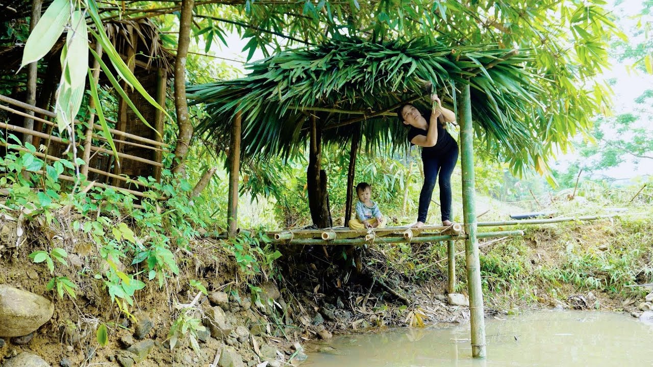120-Day Journey: Single Mother Builds a Sturdy Bamboo House by the Lake - From Start to Finish