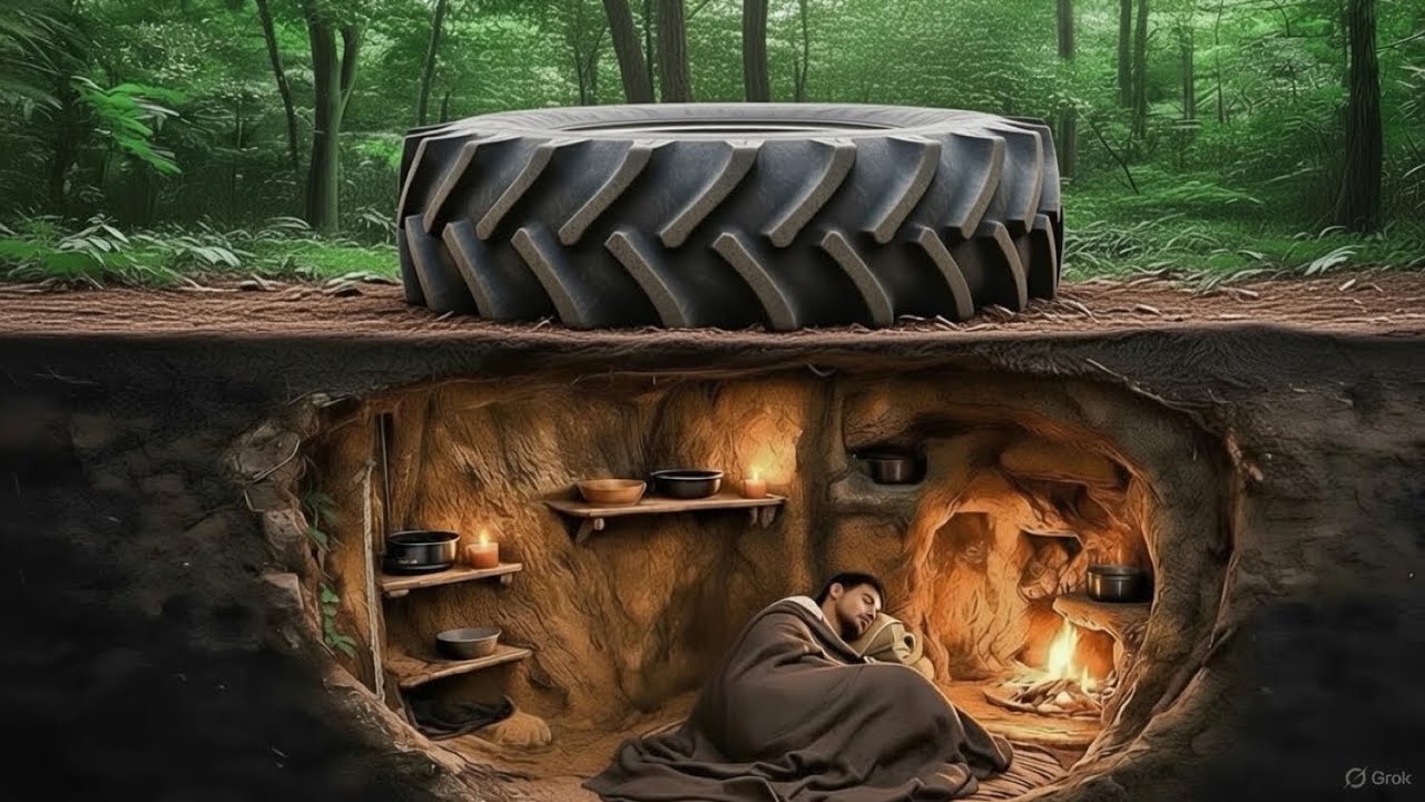 Building a Secret Survival Bunker in the Woods Bushcraft Skills