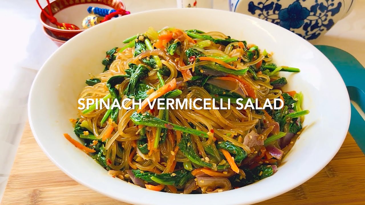 VEGETARIAN Spinach Vermicelli Salad (波菜粉条沙拉) Recipe