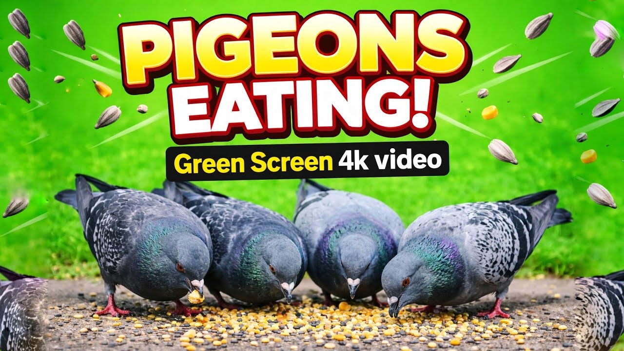 Pigeon Eating Green Screen 4K | Bird Green Screen Footage Free