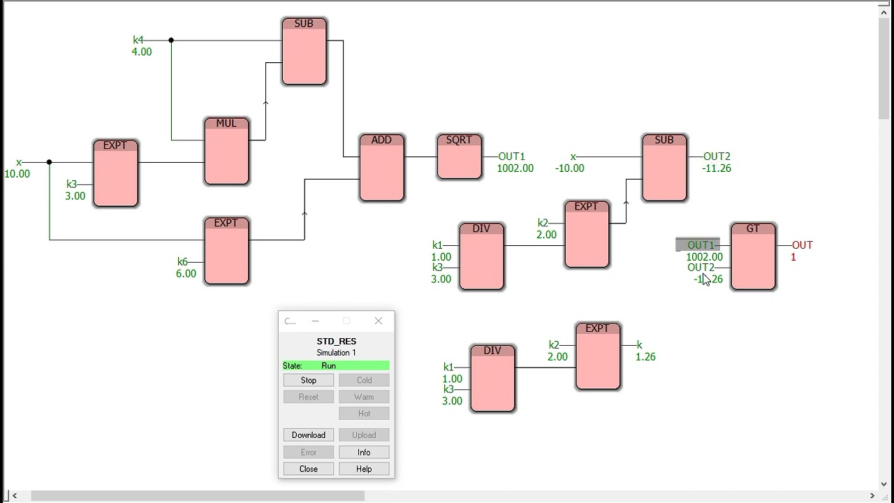 Пример реализации неравенства № 40 в среде программирования PC WorX