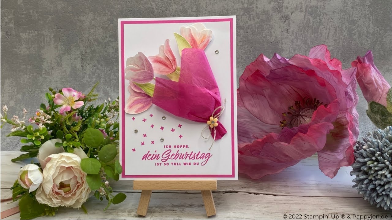 Karte Sag’s mit Tulpen | auch für Stempelbeginner | Stampin' Up! | Aquarellstifte