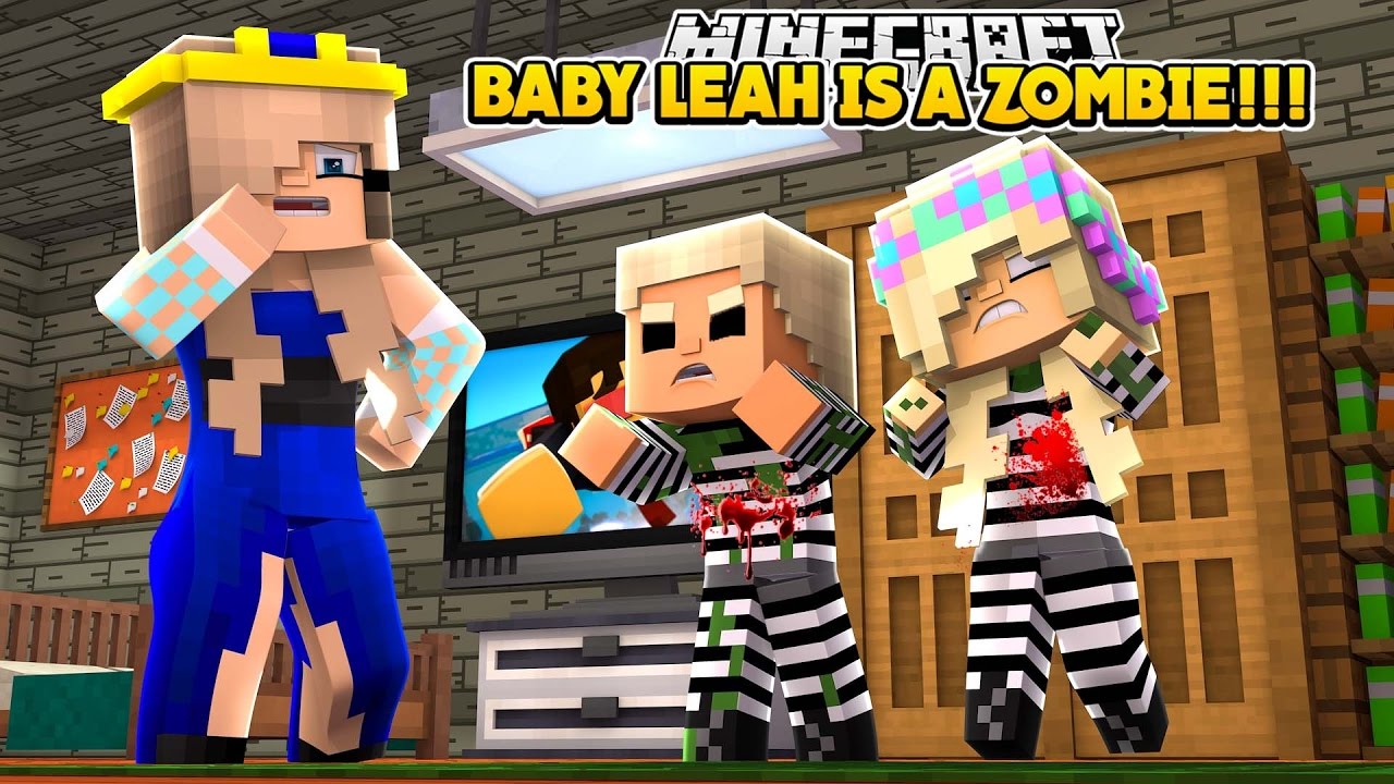 BABY LEAH TURNS INTO A ZOMBIE AND BRINGS HER MOM TO JOHNATHAN!!!- Baby Leah Minecraft Adventures!