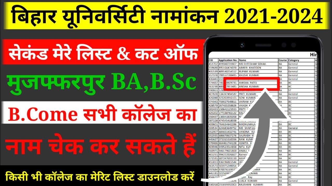 ba part 1 ka 2nd merit list 2021 || ba part 1 ka 2nd merit list 2021 bihar || ba ka merit list 2021