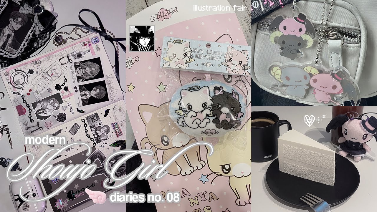 modern shoujo girl ཐི( ྀི. .)🗝  illustration fair, aesthetic cake, girly sticker haul, anime shops