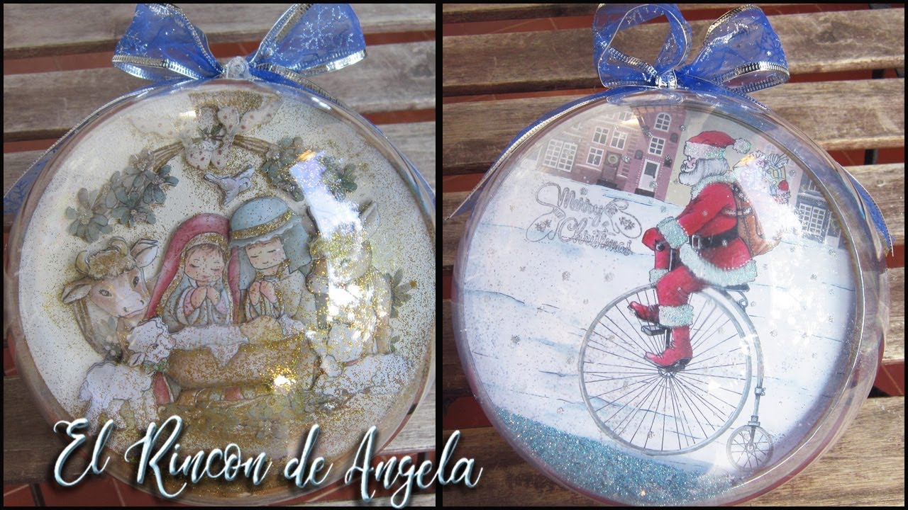 Bola de metacrilato con decoración navideña de decoupage 3d-Conideade