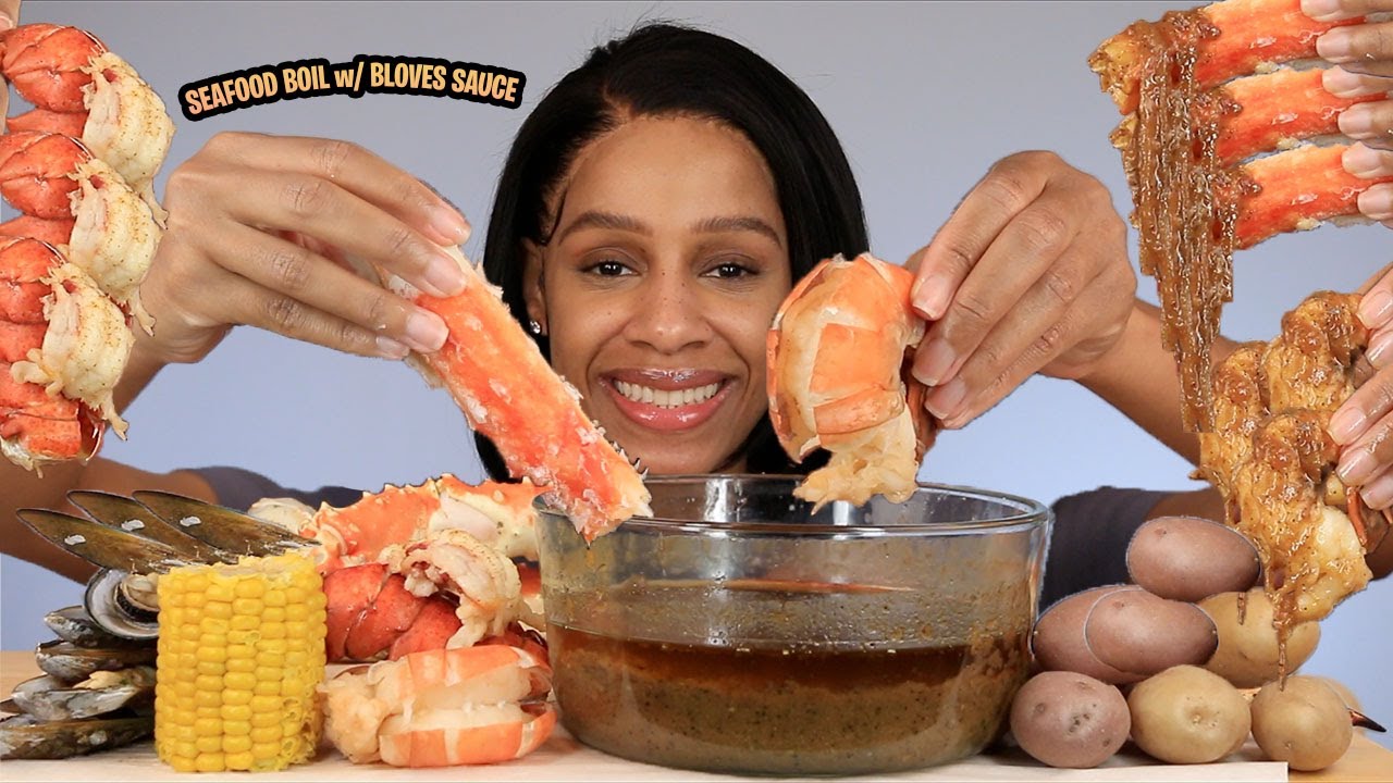 SEAFOOD  BOIL - KING CRAB - MUKBANG - LOBSTER TAIL - JUMBO SHRIMP & @BLOVESLIFE SMACKALICIOUS SAUCE