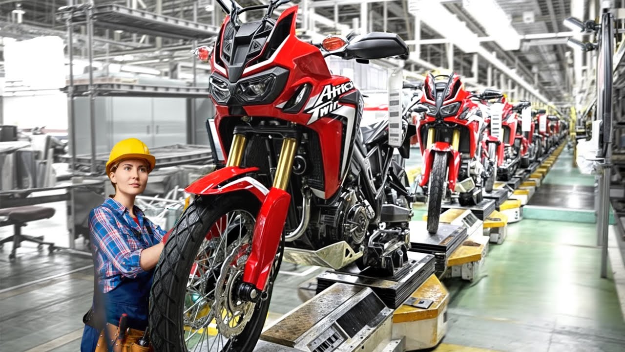 Producing Honda Africa Twin CRF1000L inside Factory - Manufacturing long distance adventure bikes