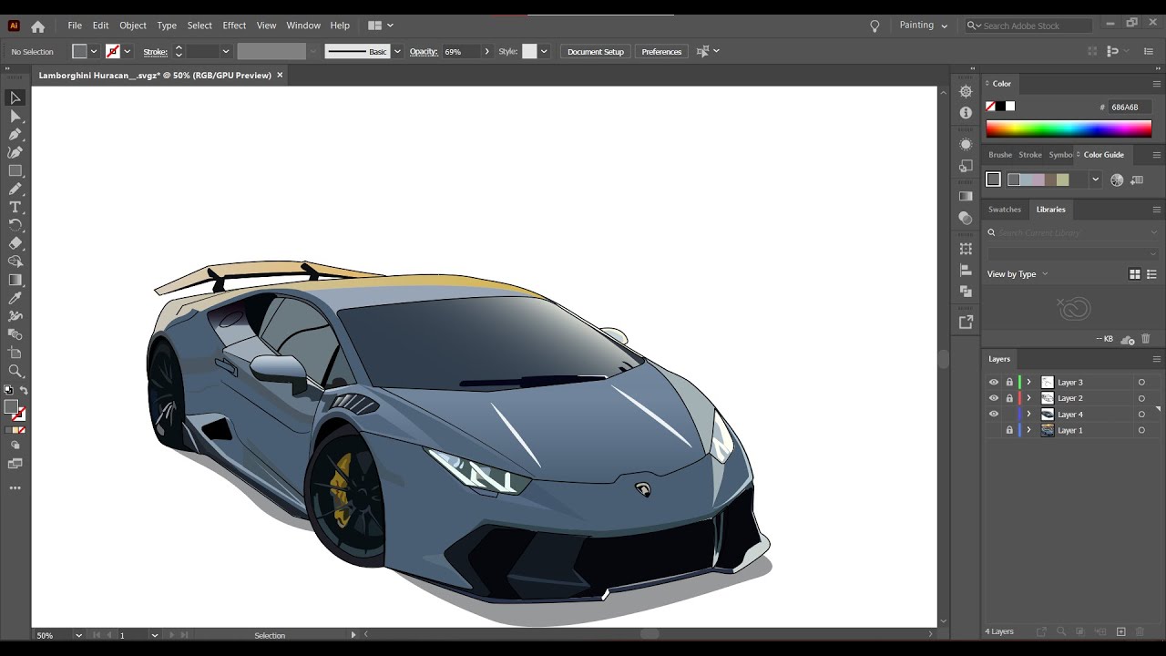Drawing vector Lamborghini car