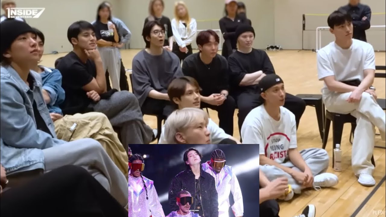 Seventeen Reaction to Jungkook 'Dreamers' Fifa World Cup opening act dual reaction (Fanmade 💜💛) 