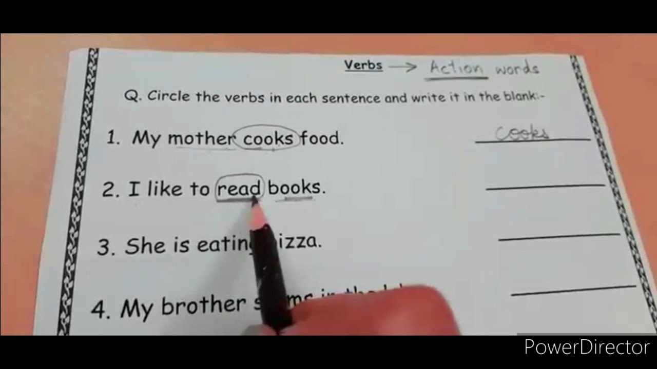 Verbs | How to find verbs | worksheet of verbs | action words | English grammar | grammar