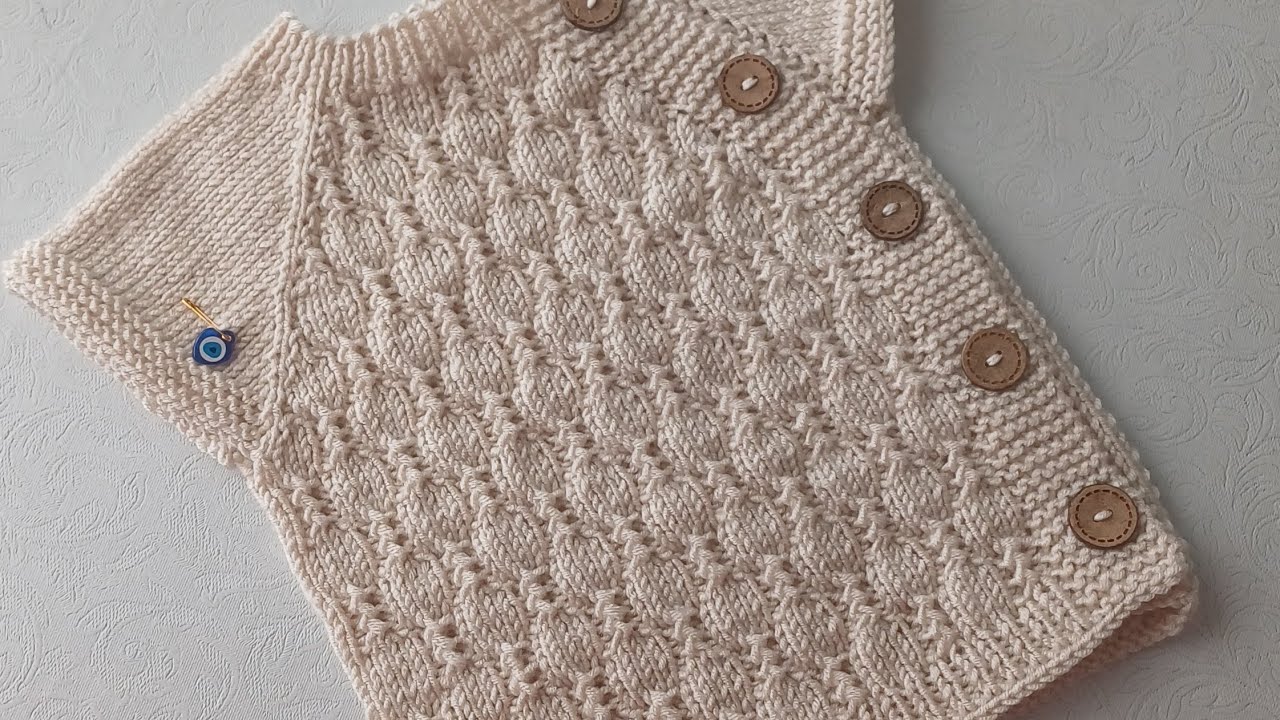 🪷Yandan Düğmeli Konfeti Burgulu Yelek Yapımı 9-12 Ay 