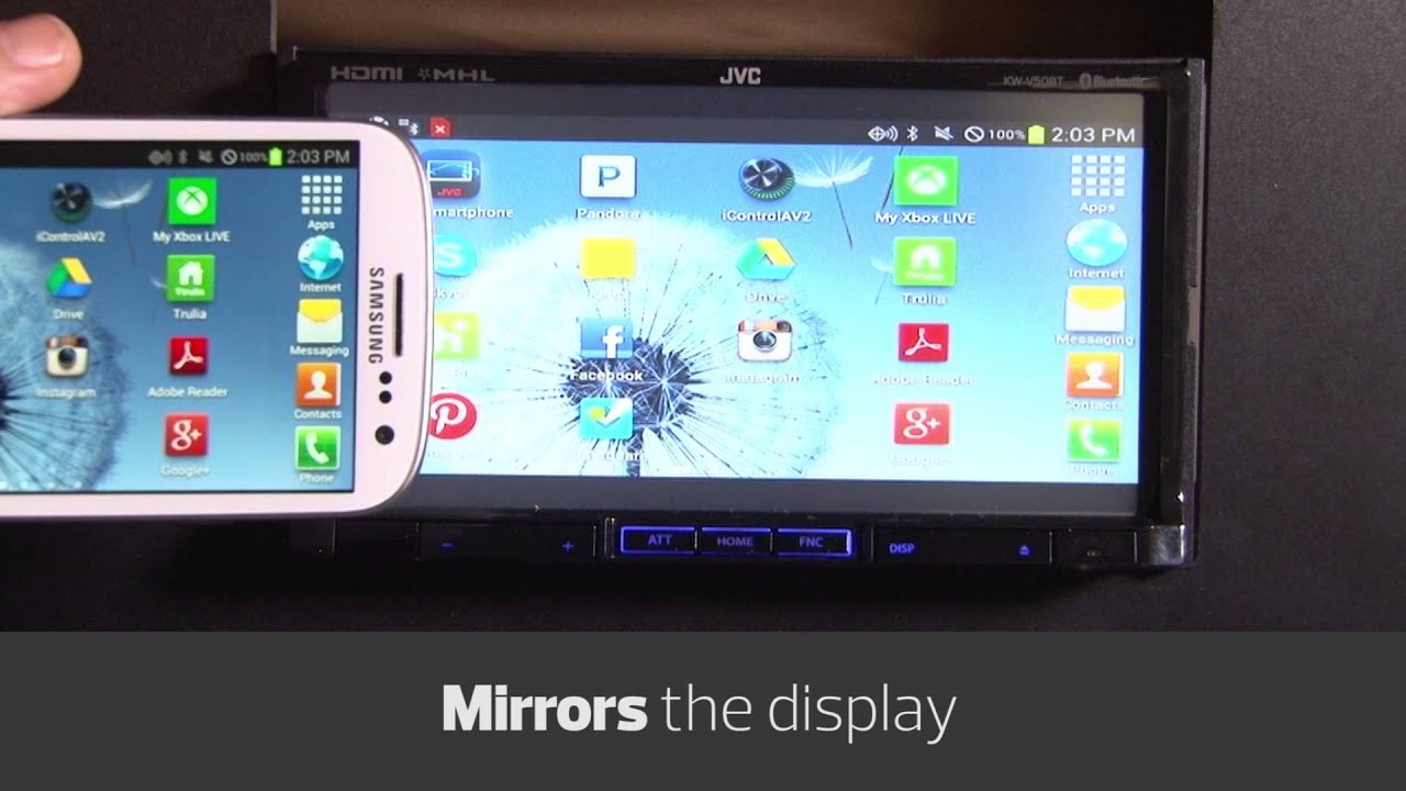 Android smartphone control on the JVC KW-V50BT