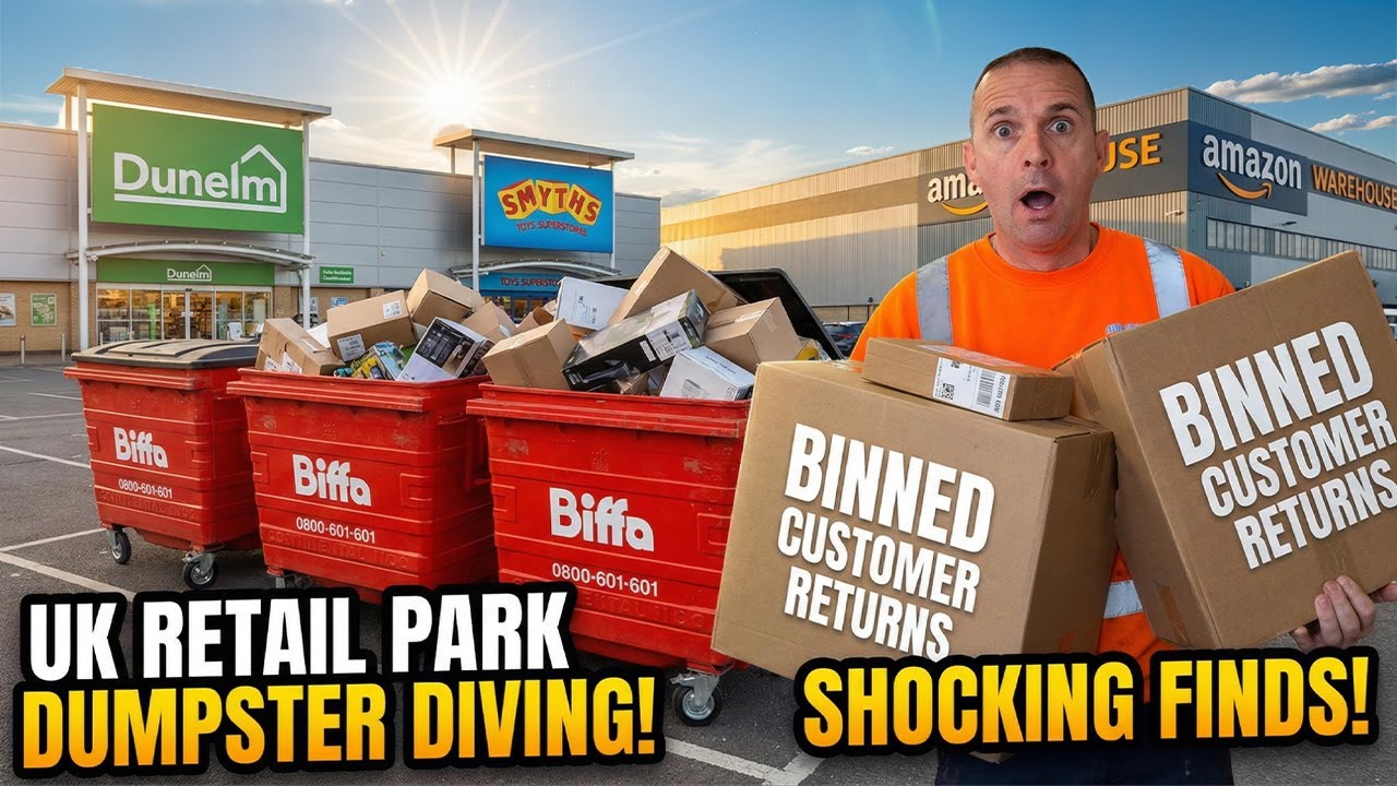 TREASURE HUNTING UK RETAIL PARK SKIPS FOR FREE GOODIES😲, DUMPSTER DIVING UK