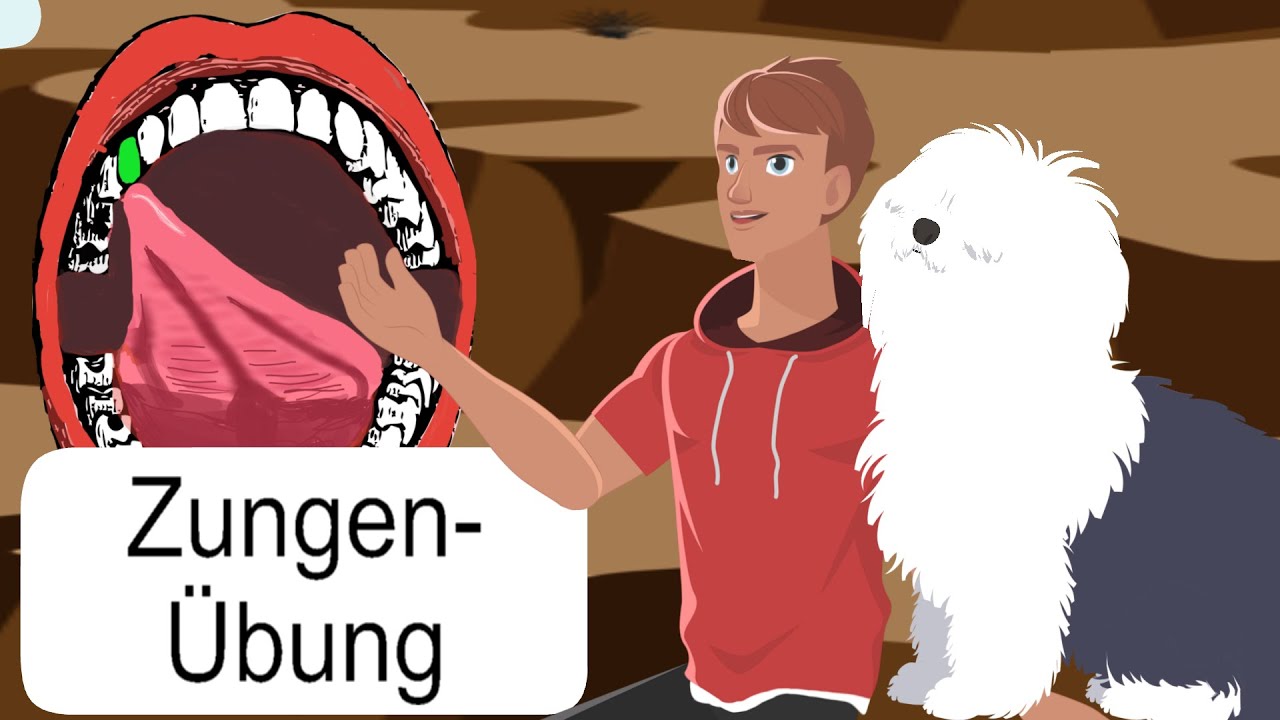 Mundmotorik f&uuml;r Kinder, Zungen&uuml;bung f&uuml;r Zungenkraft mit Leon, Z&auml;hne antippen