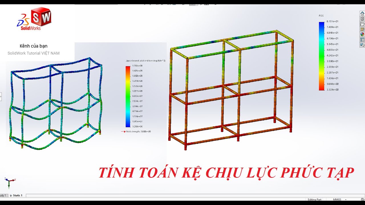 SOLIDWORKS 2018. SIMUALTION 13. Tính toán kệ chịu lực phức tạp 3 tầng