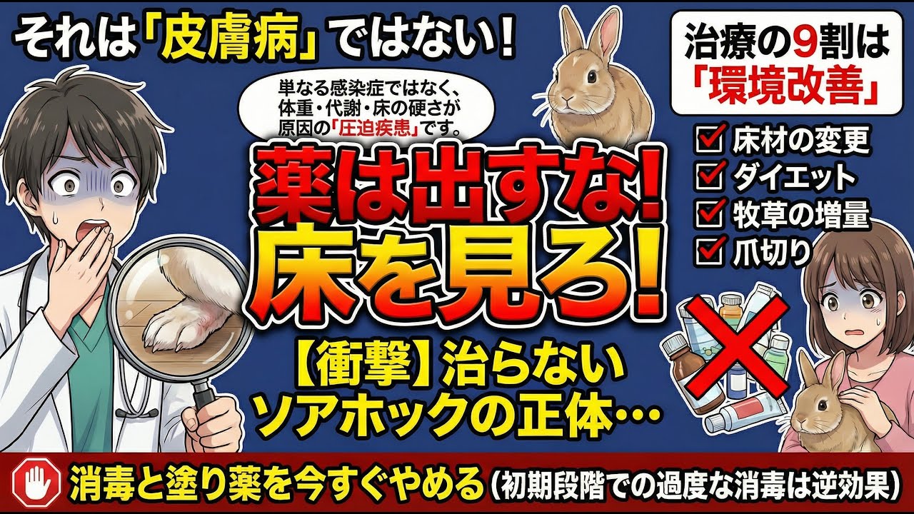 【うさぎのソアホック】「とりあえず消毒」は逆効果？獣医がやりがちな「悪化させる治療」10選