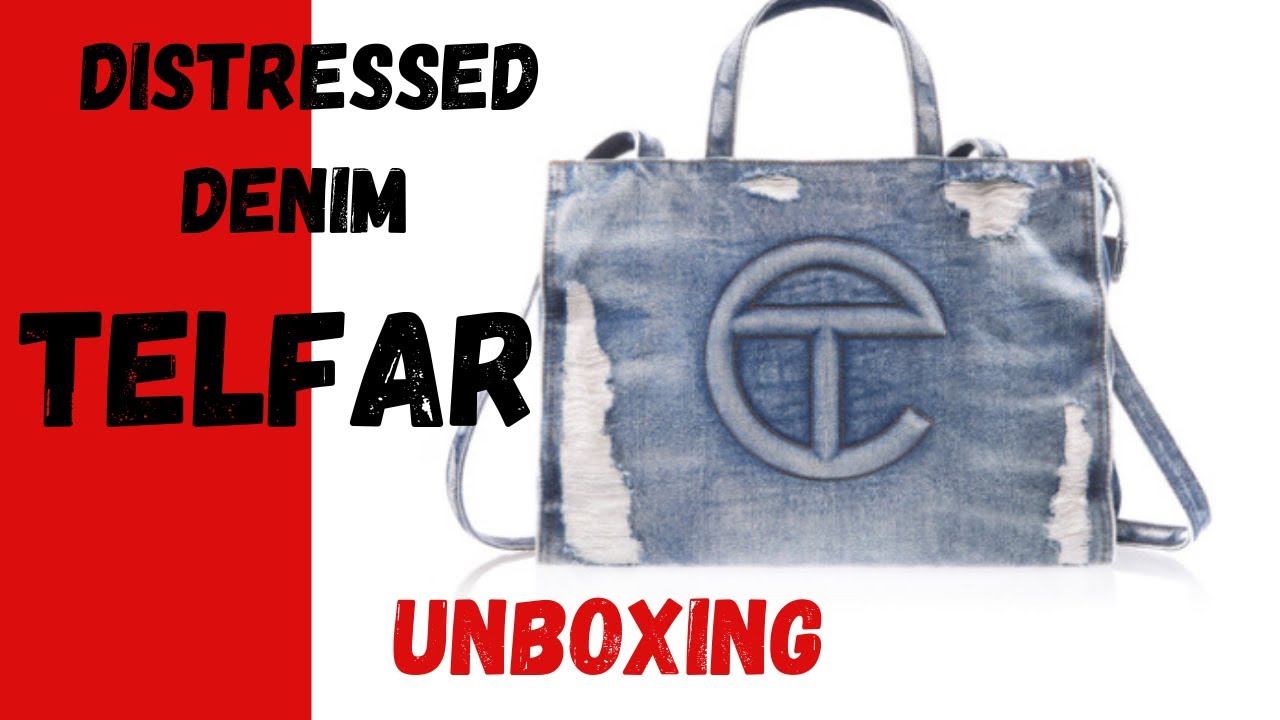 TELFAR - DISTRESSED DENIM MEDIUM BAG $253   UNBOXING | Blue | Unisex