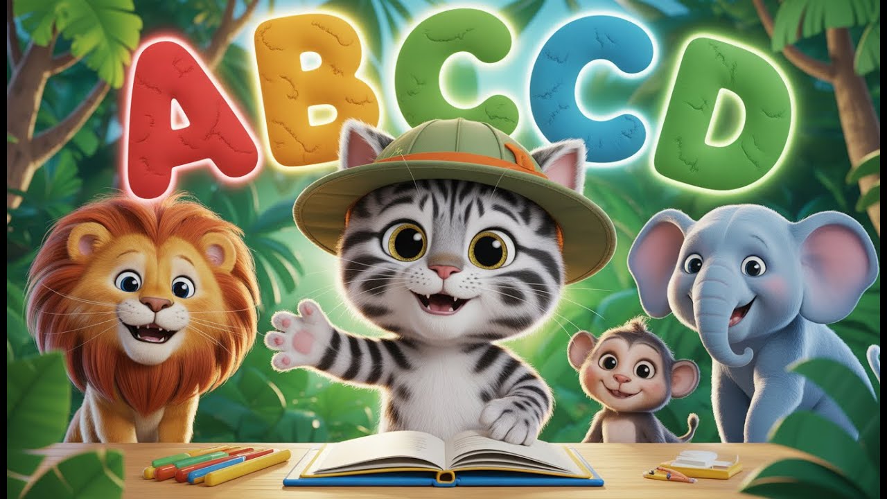 Jungle ABCD Song 🐯🌴 | Cat Teacher Teaches A to Z | Fun Learning for Kids | SKStudioRhymes#abcd #kids