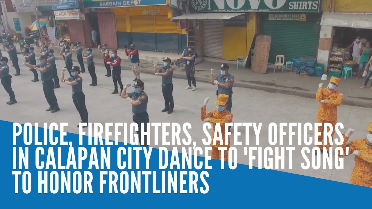 Police, firefighters, safety officers in Calapan City dance to 'Fight Song' to honor frontliners
