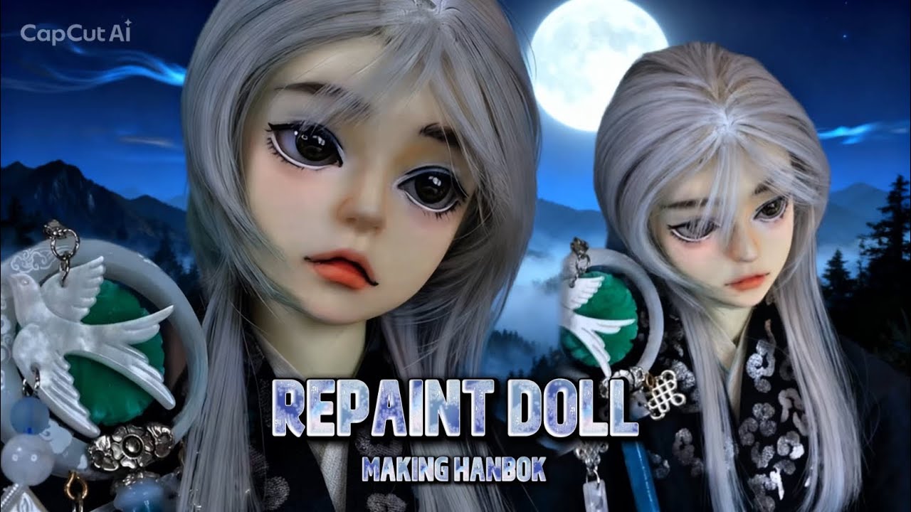 [ASMR x REPAINT]Creating a Celestial Being: Eastern Fantasy Doll Repaint 🌙구체관절 인형 꾸미기🌙