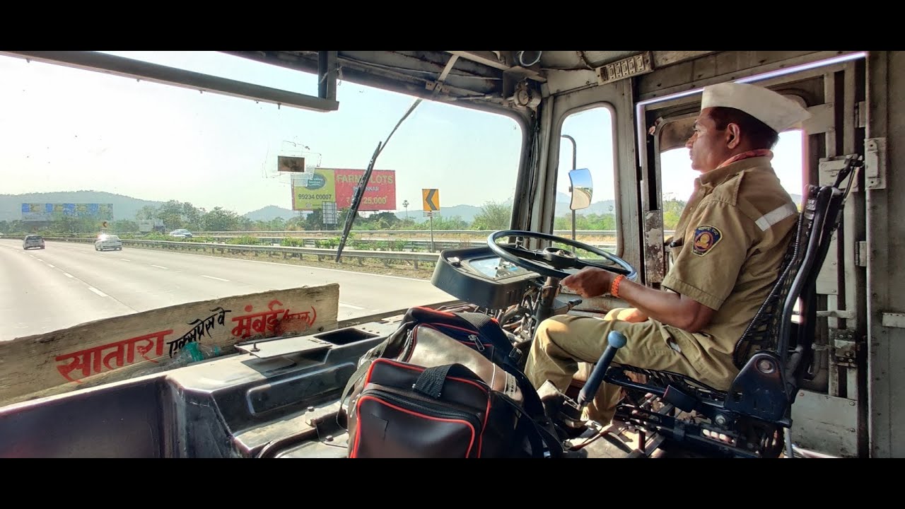 MUMBAI TO SATARA : FULL JOURNEY : MSRTC SEMI LUXURY HIRKANI ST BUS CABIN RIDE